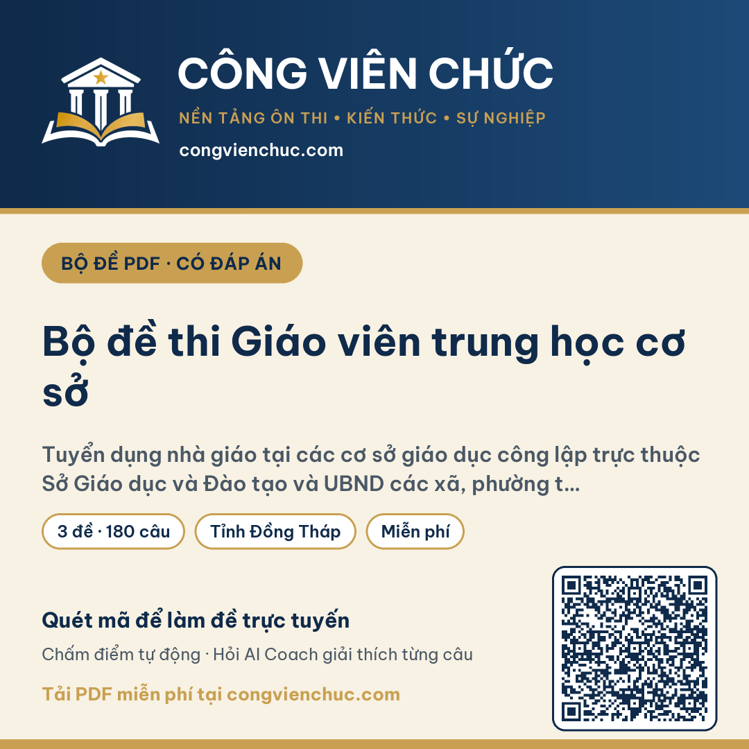 Ảnh bìa Bộ đề thi Giáo viên trung học cơ sở – Tuyển dụng nhà giáo tại các cơ sở giáo dục công lập trực thuộc Sở Giáo dục và Đào tạo và UBND các xã, phường t…