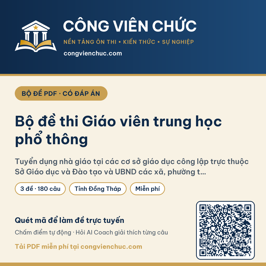 Ảnh bìa Bộ đề thi Giáo viên trung học phổ thông – Tuyển dụng nhà giáo tại các cơ sở giáo dục công lập trực thuộc Sở Giáo dục và Đào tạo và UBND các xã, phường t…